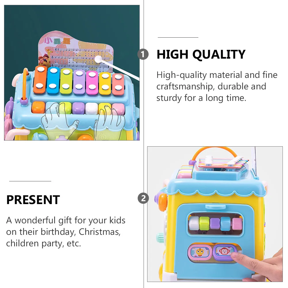 1Pcs Hand Knock Piano Bus Shape School Bus Pulling Music Educational Playthings Baby Birthday Favor Gift Educational Playthings