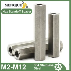 2-10pcs M2 M2.5 M3 M4 M5 M6 M8 M10 M12 304 Stainless Steel Hexagonal Coupling Nuts Double-End Spacer Standoff Extended Hex Nut