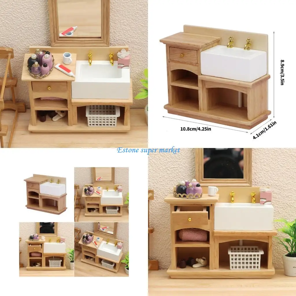 

090B Miniature Sink Model Figurine For 1/12 Doll House Accessories with Simulation Appearance For Kids Creative RolePlay Game