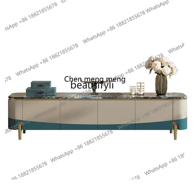 X Light luxury TV cabinet Small apartment marble furniture Modern fashion Italian high-end floor cabinet combination