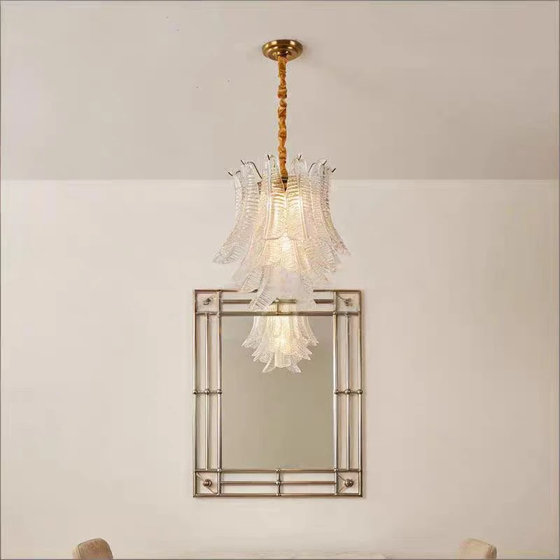 Postmodern Creative Living Room Dining Room Peacock Open Screen Glass Chandelier Nordic Minimalist Personality Bedroom Study