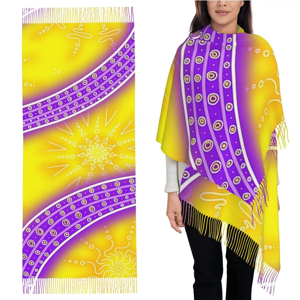 

The Flow Of Happiness And Vibrant Joy Scarf Tassel Scarves Women Soft Warm Shawls and Wraps Large Fall Winter Shawl Wrap