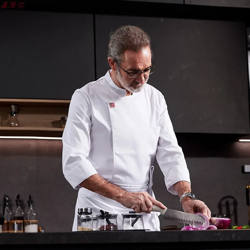 Catering Hotel restaurante cocina uniforme de trabajo de manga larga pastelería panadería camarero uniforme de Chef para hombres