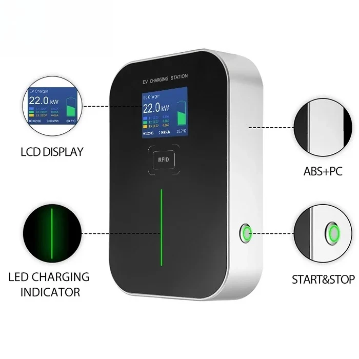 FACTORY PRICE OCPP 1.6J TYPE 2 EV CHARGER 22kW SWIPE CARD r.fID ELECTRIC VEHICLE CHARGER with Ethernet