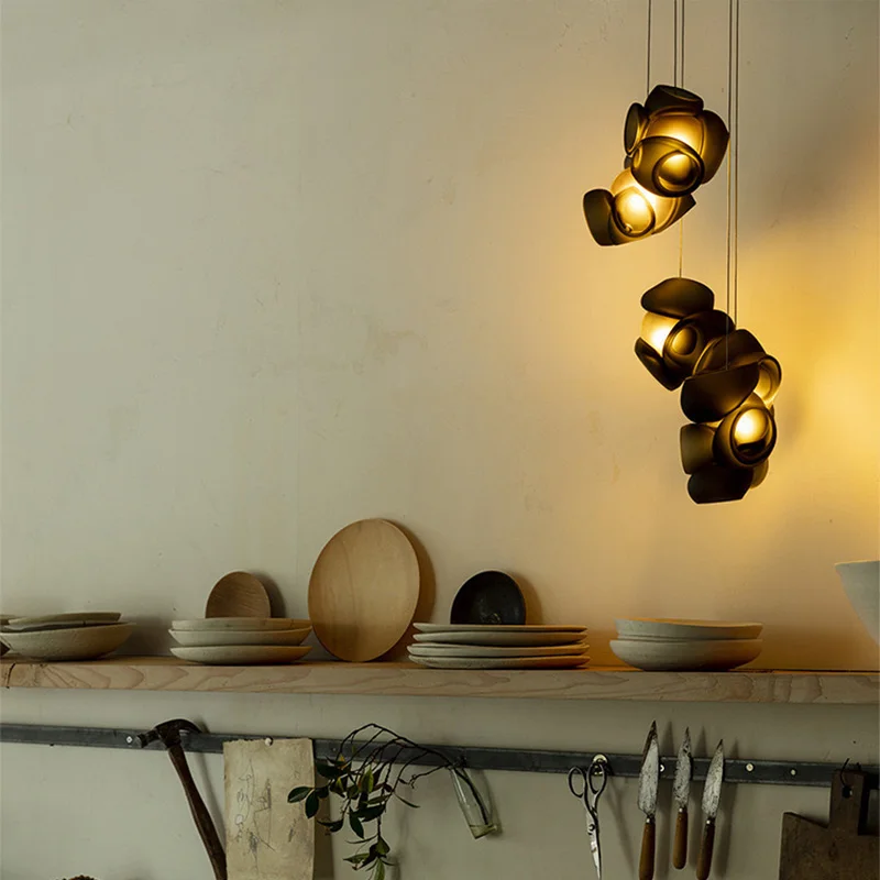 مصباح معلق داخلي هندسي، زجاج فاخر خفيف باللونين الأبيض والأسود، إضاءة سقف الفندق لتزيين المنزل #2