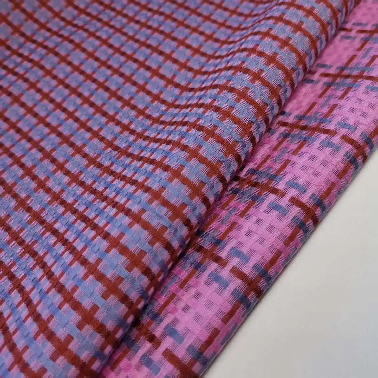 Tissu Jacquard en Soie et Coton à Carreaux 14mm, Soie de Mûrier Respirante, Matériel de Couture DIY pour Vêtements, Chemises et Robes