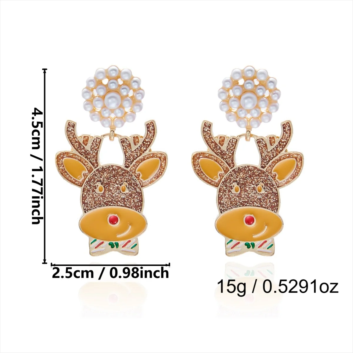 Weihnachtliche Zierliche Ohrringe mit Rotem Schal und Hirschmotiv für Damen, Bunte Strass-Rentier-Elch-Tier-Ohrringe, Neujahrs-Schmuck – Detail 37