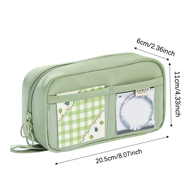 Kawaii مقلمة سعة كبيرة 3 مقصورة الحقيبة القلم حقيبة مزدوجة الجانب افتتاح طالب منظم قرطاسية اللوازم المدرسية