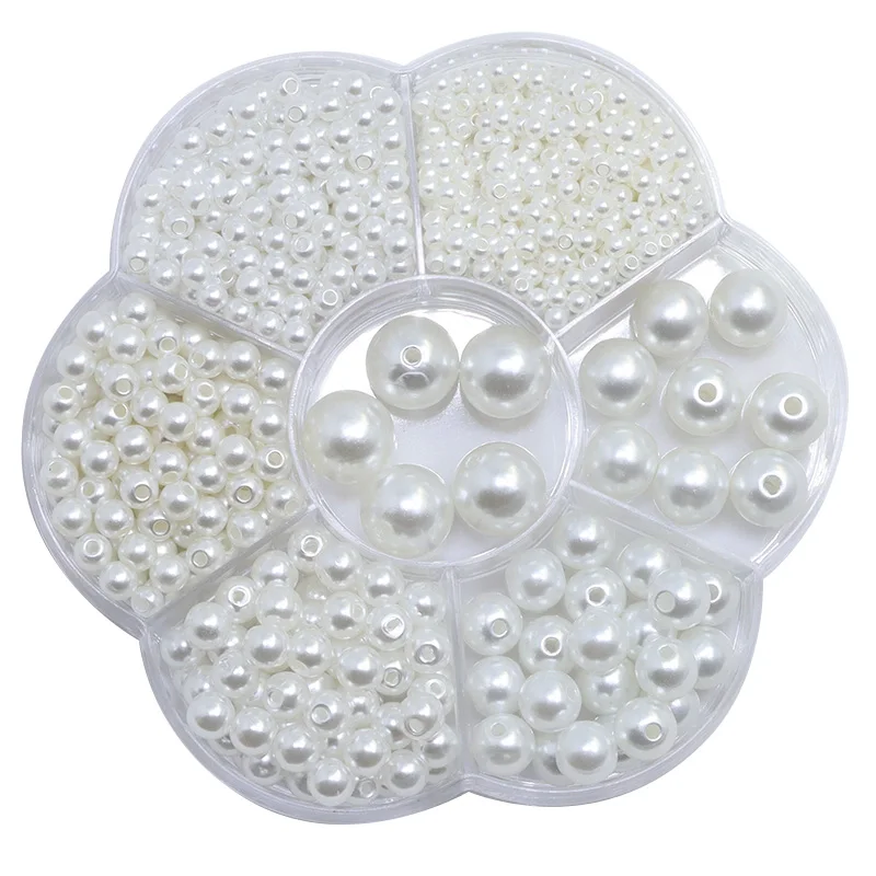 1150Pcs 3/4/5/6/8/10/12mm Beads With Hole Pearls Round Acrylic Imitation Round Pearl DIY For Jewelry Making Craft