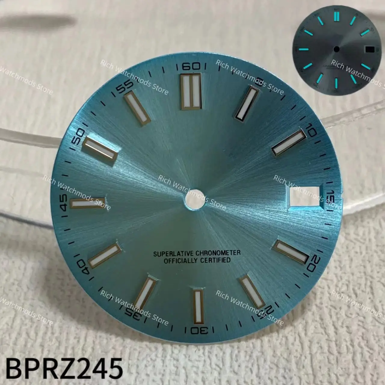 28.5mm dial single date window Dial suitable NH35 NH36 movement watch modification accessories Blue night light Sterile dia