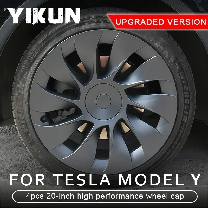 

4PCS Car Hub Cap Performance Replacement Wheel Cap Automobile Hubcap Full Cover Accessories 2022 2023 for Tesla Model Y 20 Inch