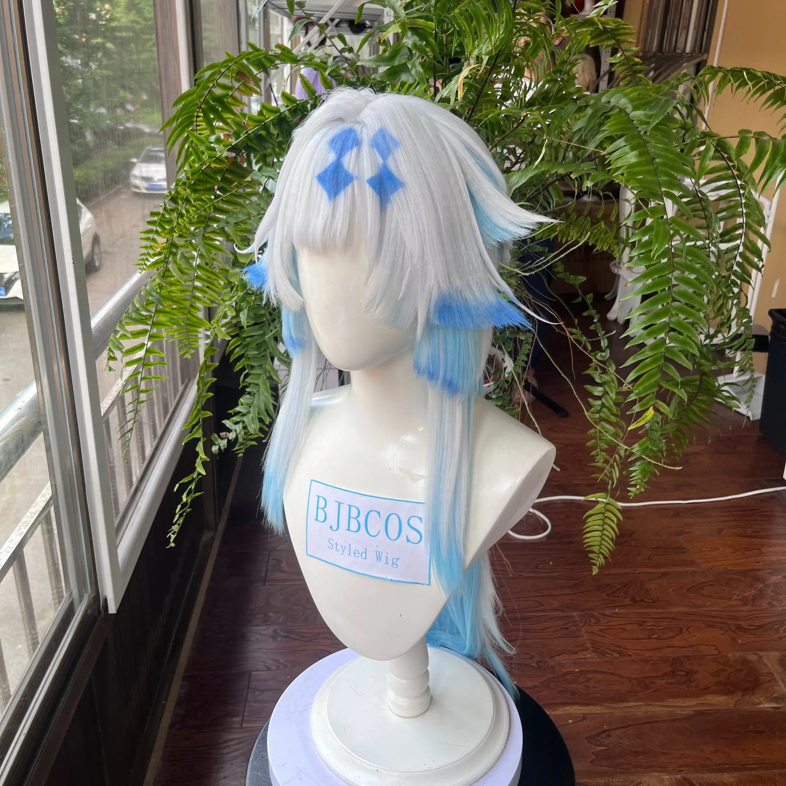 Obrázek 4: [styled wig]cerydra cosplais paruka hra honkai hvězda bariéra cerydra silvery bílá smíšené modrá dlouhé vlasy horko odolné syntetická paruka