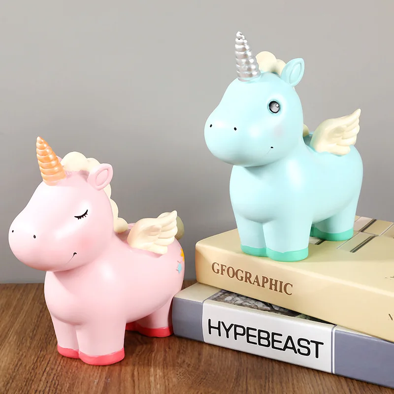 Unicorn Resin Craft Piggy Bank Only Deposit Not Withdrawal Dreamy Girl's Savings Jar Birthday Gift Desktop Cross-Border