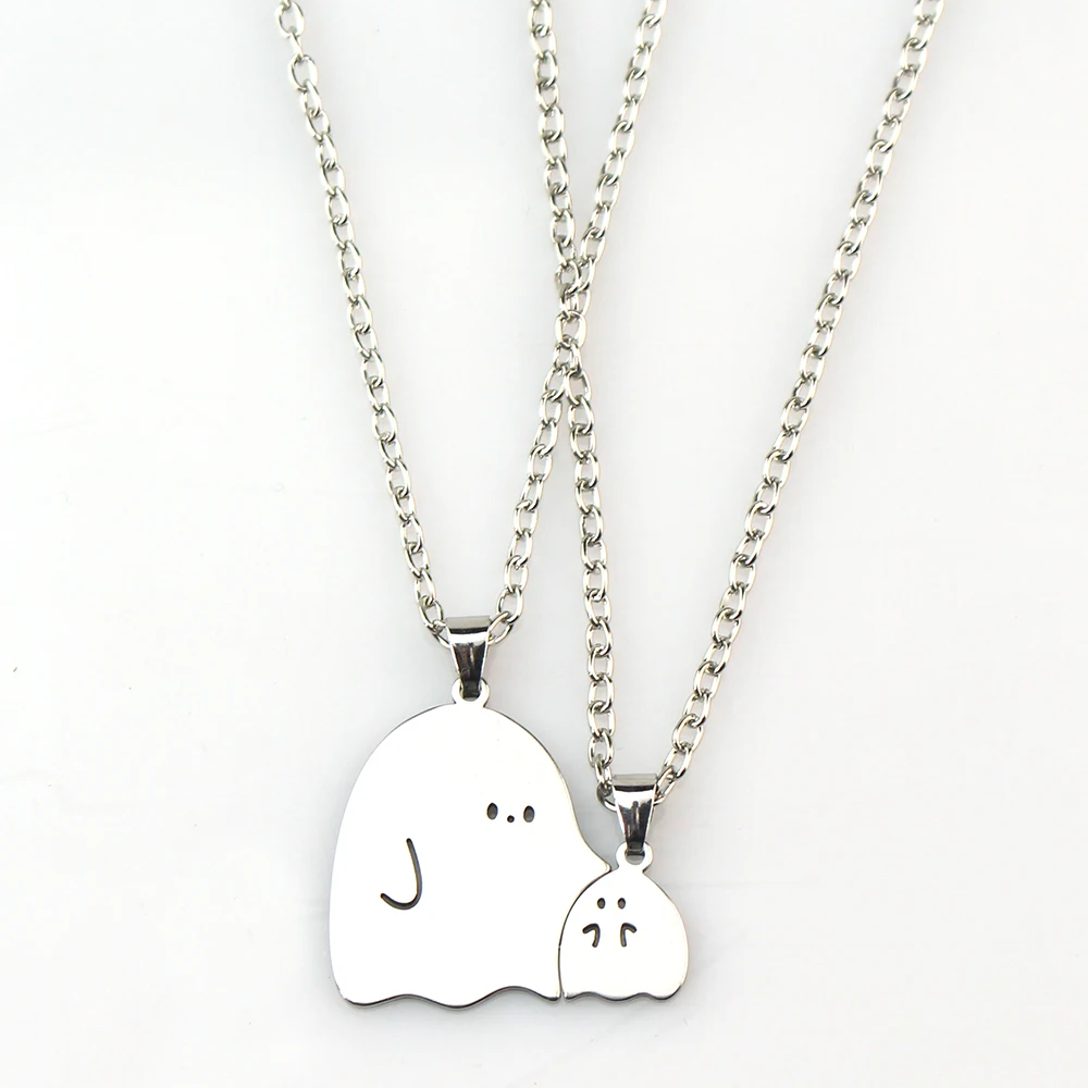 2pcs Cartoon Ghost Hug Necklace Friendship Couple Pendant Necklaces for Fashion Women Men Best Friend Cute Necklace Jewelry Gift