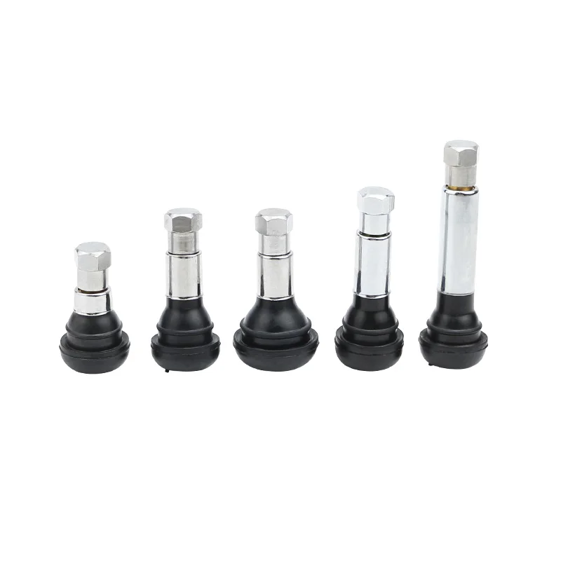 4pcs Straight Chrome Sleeve Snap-in Tubeless Tire Valves TR413C TR414C  EPDM Rubber Valve Stem Tyre Nipple Brass Valve Cap Core