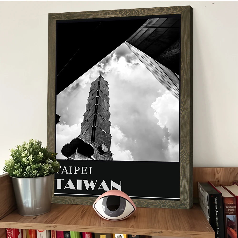 تايبي 101 ناطحة السحاب صور السفر المشارك تخصيص مطبوعة قماش اللوحة جدار الفن هدية للديكور الداخلي غرفة الألعاب #4