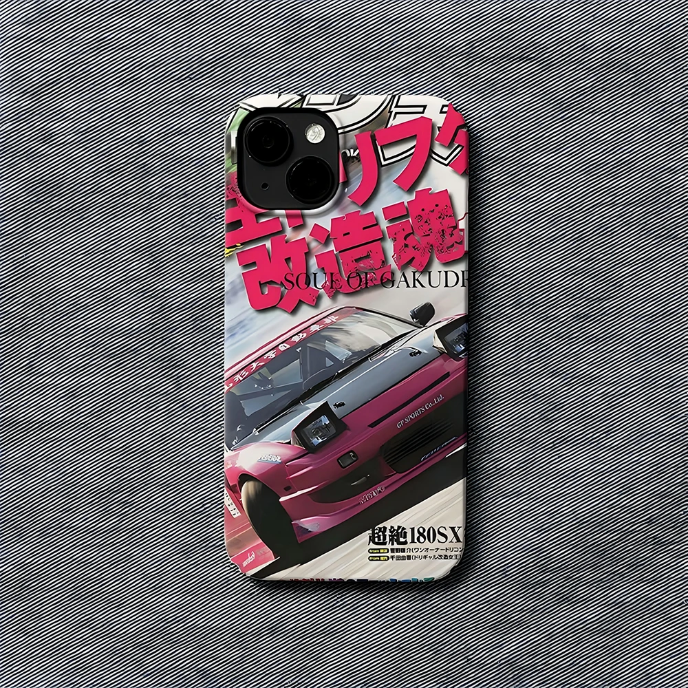 JDM drift racing Magazine Style Case for iPhone 16 15 14 13 12 11 Pro Max XS XR XSMax 6 7 8 Plus Glossy HD Hard PC Modified cars