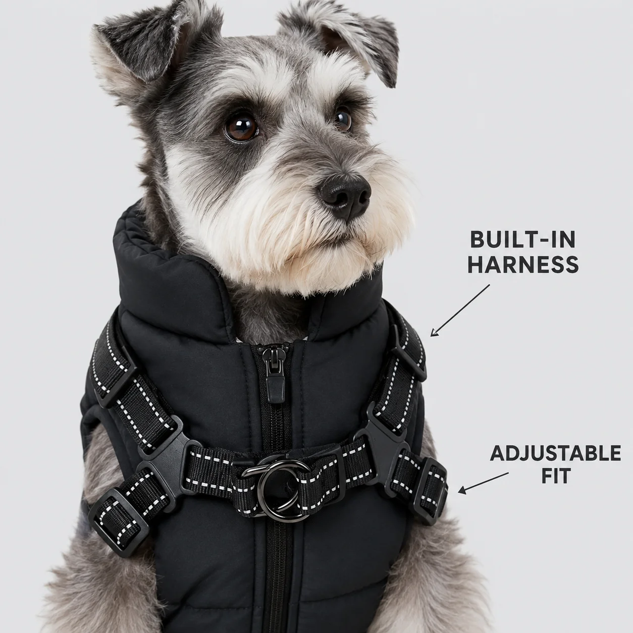 Cold Proof Pet Cotton Vest Coat Built‑in Reflective Harness Winter Dog Ski Coat Warm Sleeveless Clothes For Winter Daily Walking