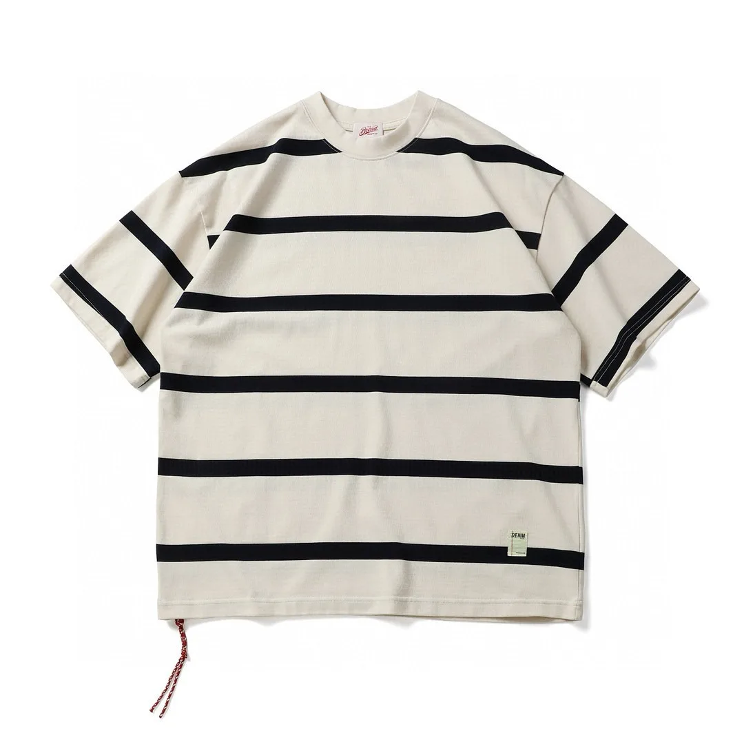 Japanese Summer Striped Short Sleeved T-shirt Men's Trendy Loose and Versatile Casual Top