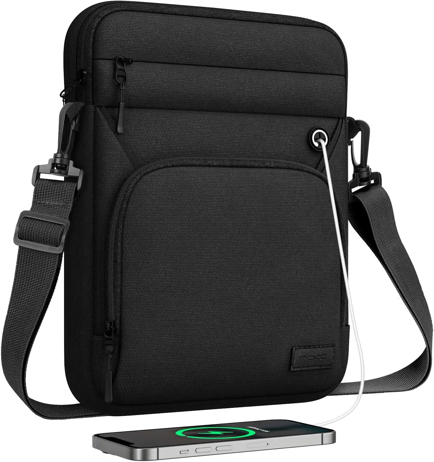 13-14 Inch Laptop Sleeve, Fits MacBook Air & Pro, Surface Pro 9/8, Black with Shoulder Strap & Headphone Port
