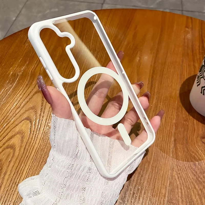 For Magsafe Transparent Phone Case For Samsung S26 Ultra S25 S24 FE Plus A57 A37 A07 A56 A55 A26 A16 A06 Clear Shockproof Cover