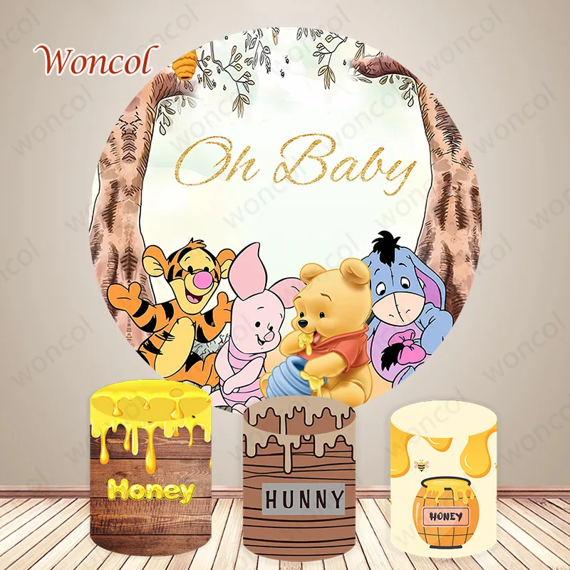 Baby Pooh Tigger Piglet Circle Cover Winnie The Pooh Oh Baby Backdrop Winnie The Pooh Hunny Pots Cylinder Cover Party Decor Prop