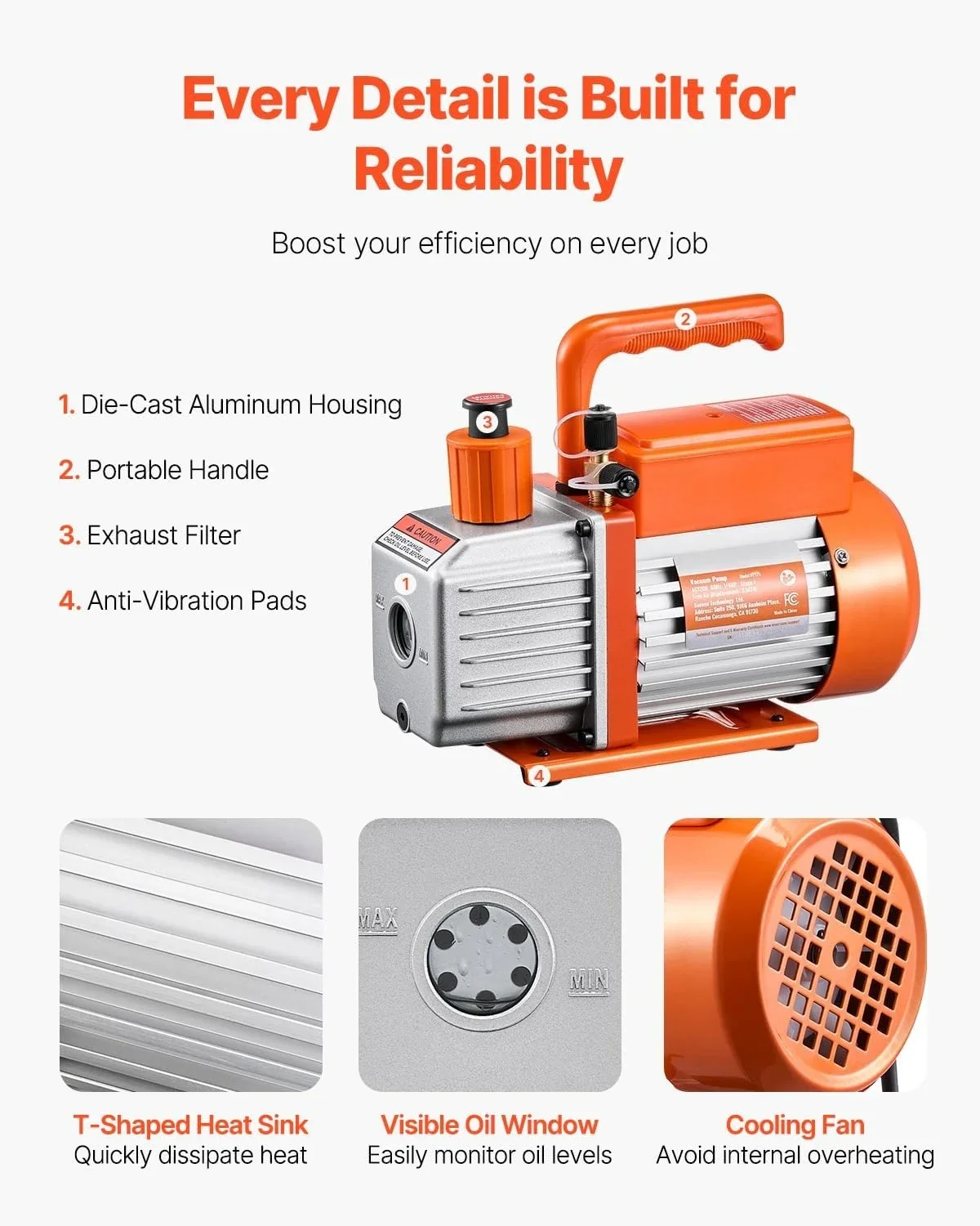 Vacuum Pump, 3.5 CFM, HVAC Single Stage Rotary Vane Vacuum Pump, for R134a R22 R410a , Auto AC Vacuum Pump Kit with Oil Bottle