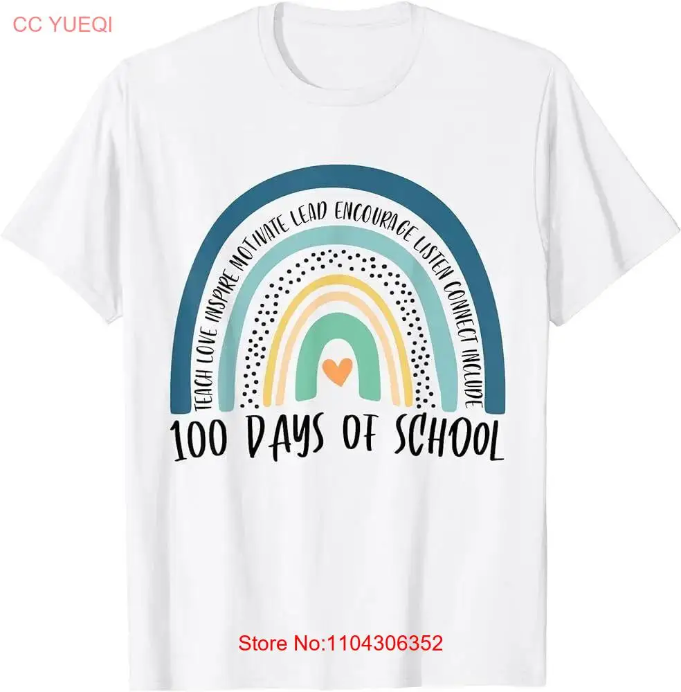 100th Day Of School Rainbow Teacher Student 100 Days Smarter T-Shirt long or short sleeves