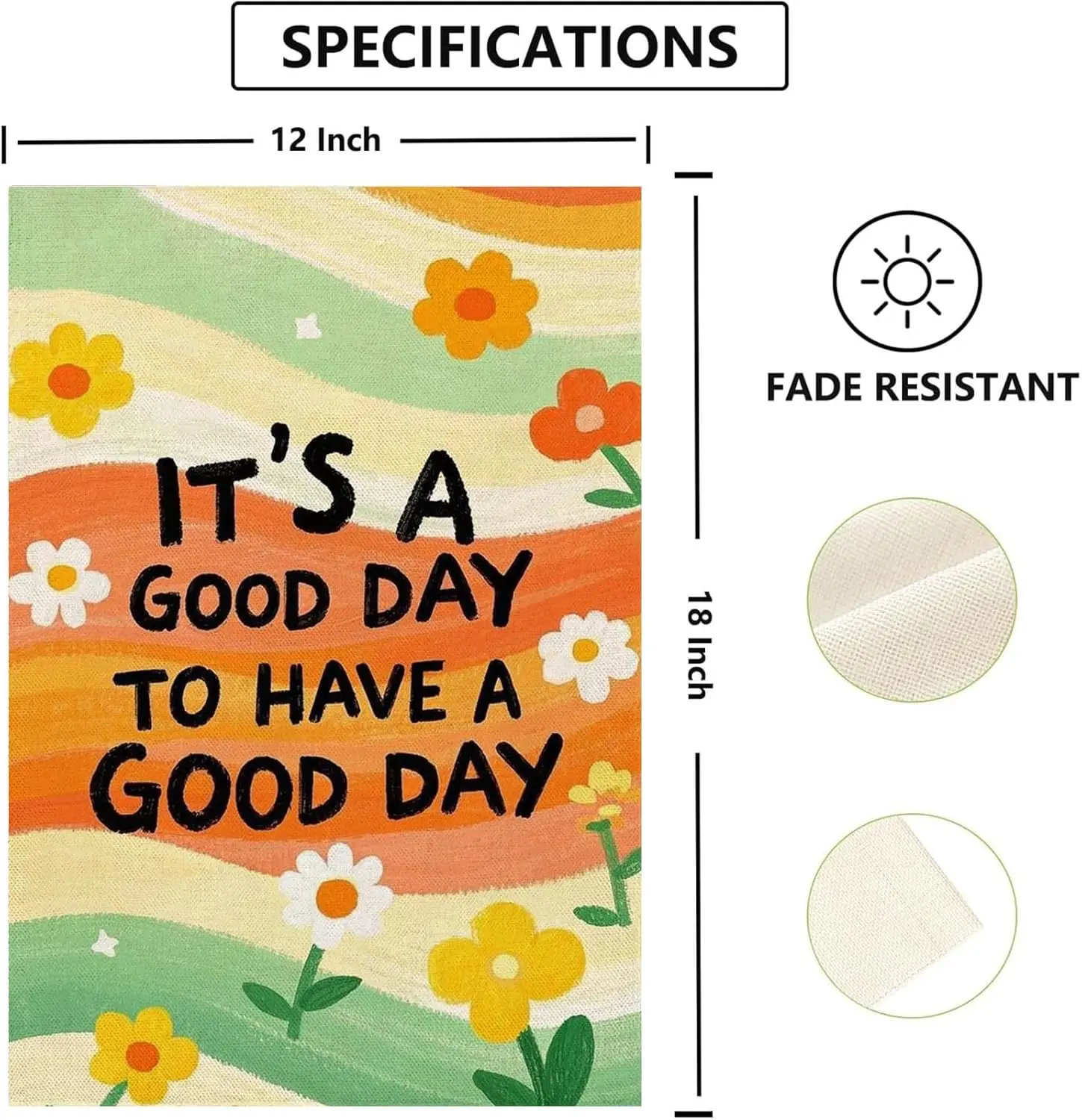 رائع الأزهار حديقة العلم الرجعية ديزي إنه يوم جيد للحصول على يوم جيد 12x18 بوصة مزدوجة الوجهين الربيع الصيف إيجابية IIE