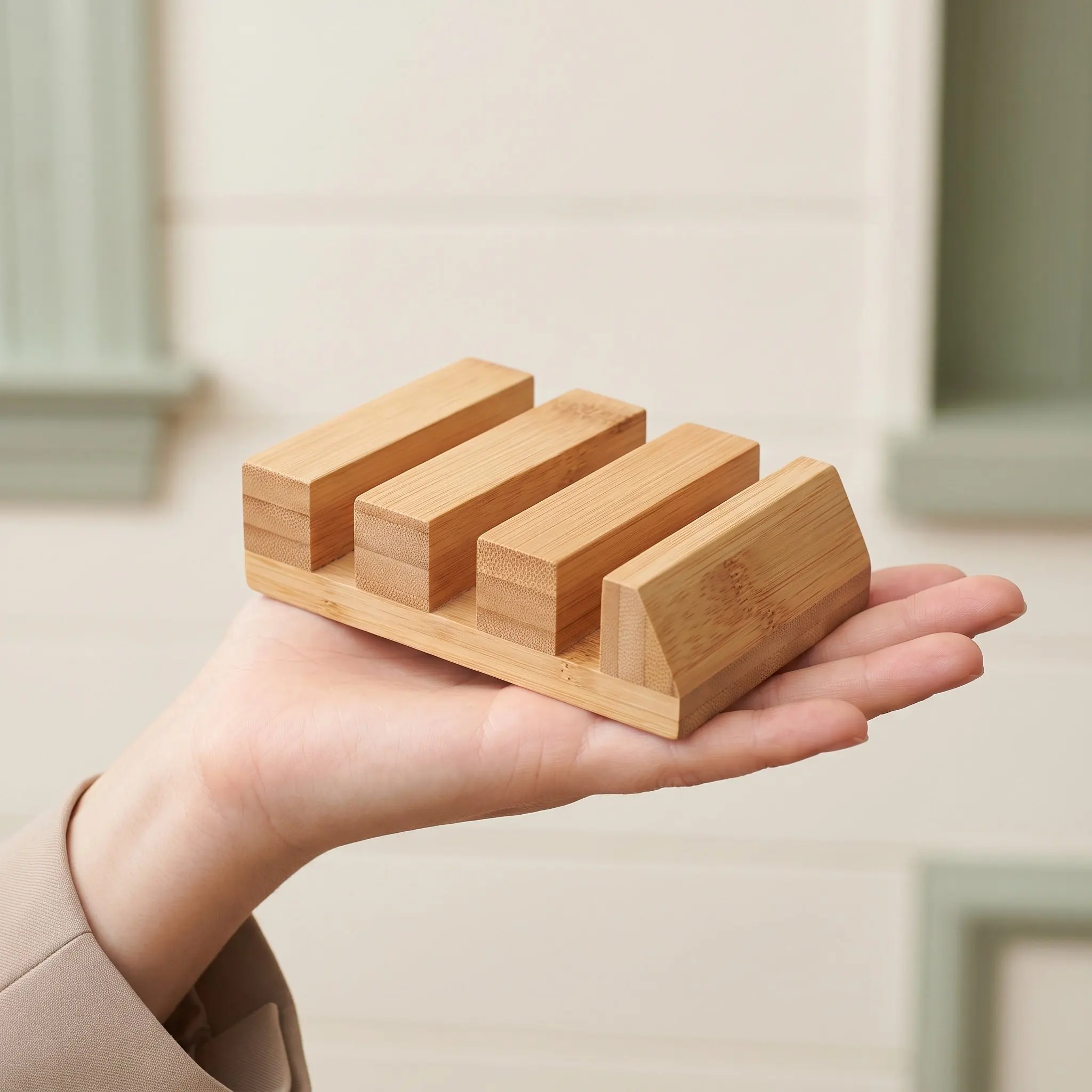 3 Slots Bamboo Cutting Board Rack Kitchen Counter Organizer Chopping Board Storage Holder Pan Bakeware Organizer Stand