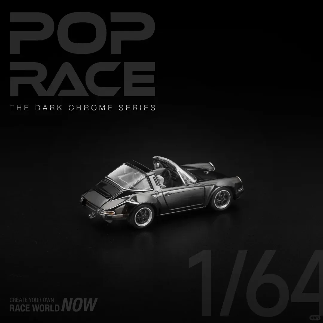 نموذج سيارة POP RACE 1:64 من سلسلة الكروم الداكن Porsche 964 Singer Targa Nissan Skyline GTR R32R33 Shelby Mustang GT500 مصنوع من خليط معدني #2