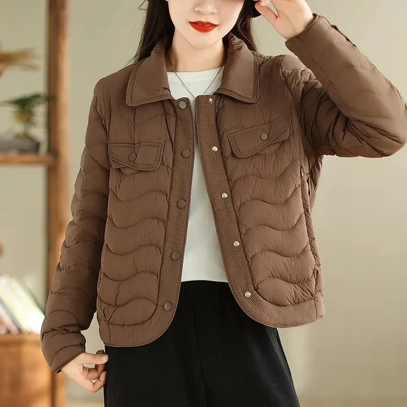 

Женская зимняя парка, пальто 2025 года, теплая, легкая, элегантная, женская верхняя одежда, темпераментная, универсальная, свободная женская пуховая хлопковая куртка