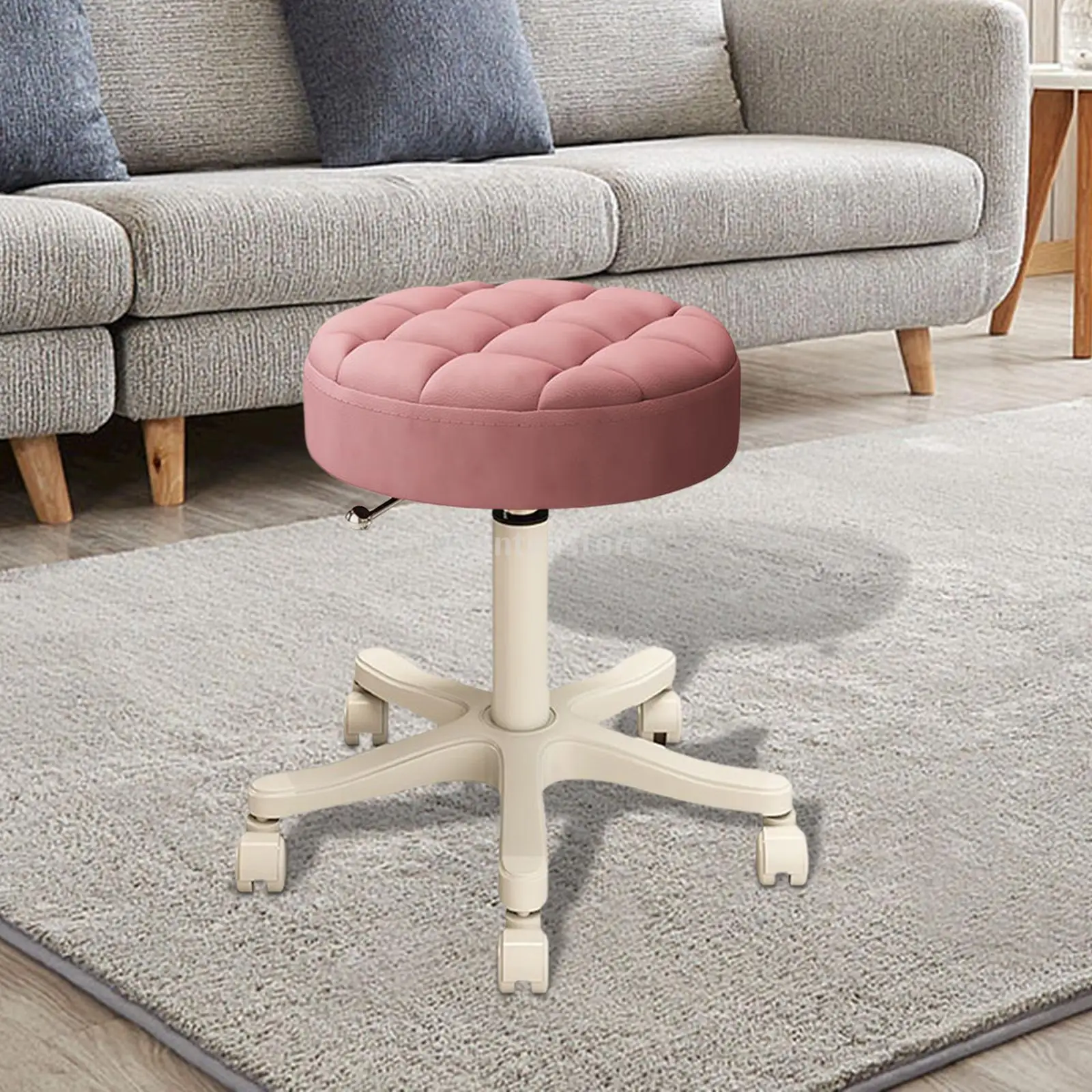 Swivel SPA Stool 35~45cm Adjust Round Rolling Stool Bar Stool with Wheels for Office, Barbershop, Pubs, Step Stool Vanity Stool