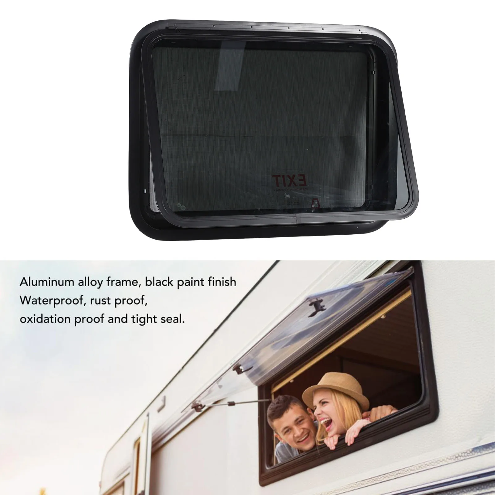 نافذة خروج RV حماية من الشمس للخصوصية 30.48 × 22.36 بوصة نافذة مقطورة مع شاشة شبكية وحلقة تقليم #1