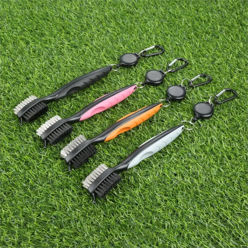 3 em 1 golf club escova de bronze e náilon cerdas caber ferro/madeira clube cabeça dupla face golfe bola putter cunha sulco ferramenta limpeza