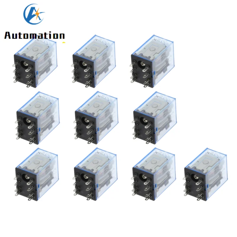 10pcs MY2P HH52P MY2NJ Relay Coil General DPDT Micro Mini Electromagnetic Relay Switch with LED AC 110V 220V 380V DC 12V 24V 36V