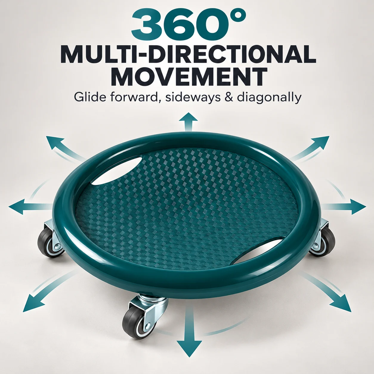 360° Ab Roller Board, 4-Wheel Swivel Abdominal Exercise Disc, Quiet Non-Slip Core Workout Trainer for Home Gym Fitness