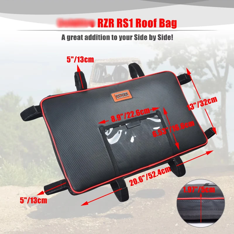 RZR RS1 Overhead Storage Bag Pipe Map Bag 1680D Large Capacity Waterproof Easy Install Fits Fits For Polaris RZR RS1 2018+