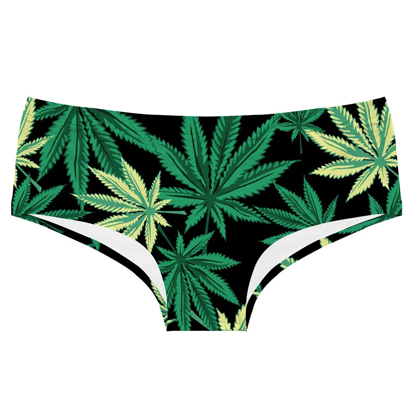 DeanFire Super Soft Novelty Women's Underwear Panties BLACK WEED Print Kawaii Push Up Briefs Lingerie Thong Gifts