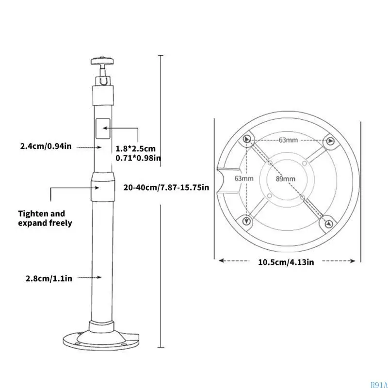 R91A Регулируемая металлическая камера безопасности простирается на 20 см до 40 см для внутреннего и наружного использования