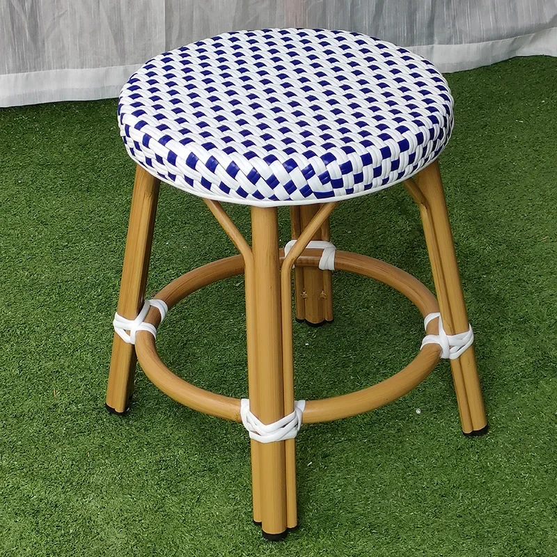 Internet celebrity rattan outdoor balcony cafe restaurant bar stool homestay French retro rattan chair manufacturers wholesale