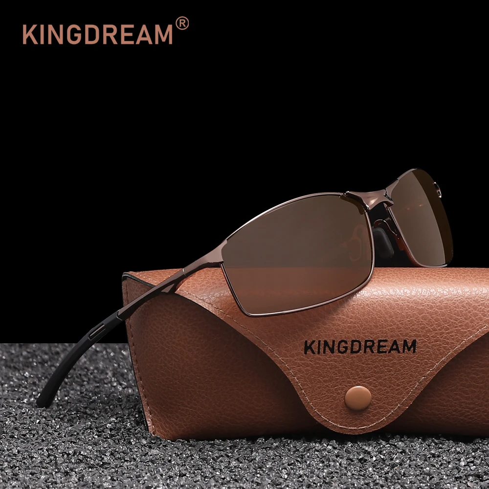 

KINGDREAM Alloy Rectangular Slim Frame Sunglasses Cool Riding Eyewear For Women Polarized UV400 Glasses