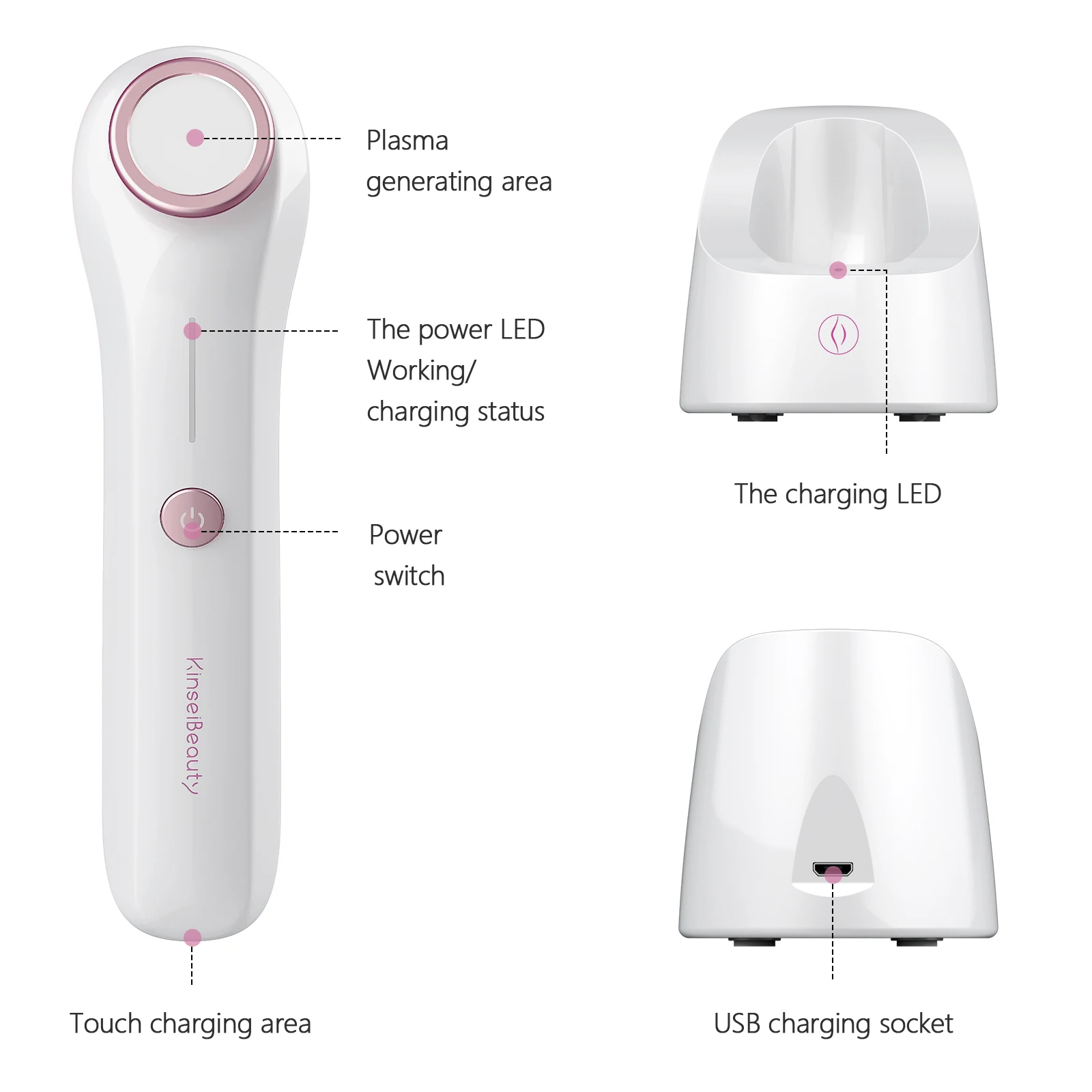 2025 Draagbaar plasma ozon-ion gezichtsmassager schoonheidsapparaat