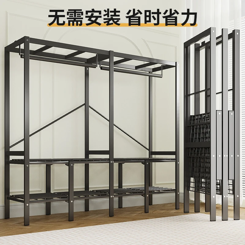 Hanging hanger floor bedroom home coat rack room hanger hanging clothes autumn and winter metal wardrobe free installation cloth