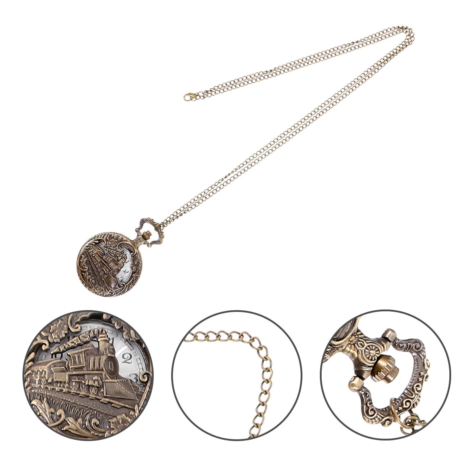 

Portable Pocket Watch for Men Vintage Design Arabic Numerals Exquisite Carved Hollowed Out Pattern Useful and Delicate