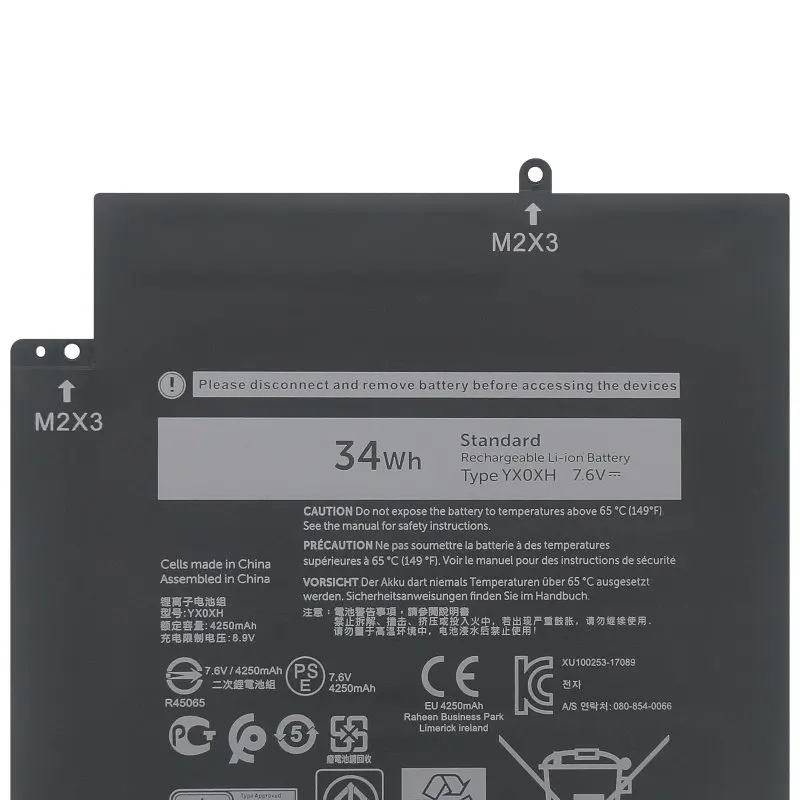 High Quality Battery for 7285 T02J 7.6V 34WH 4250mah YXOXH YX0XH 0WYCVV C668F 0C668F