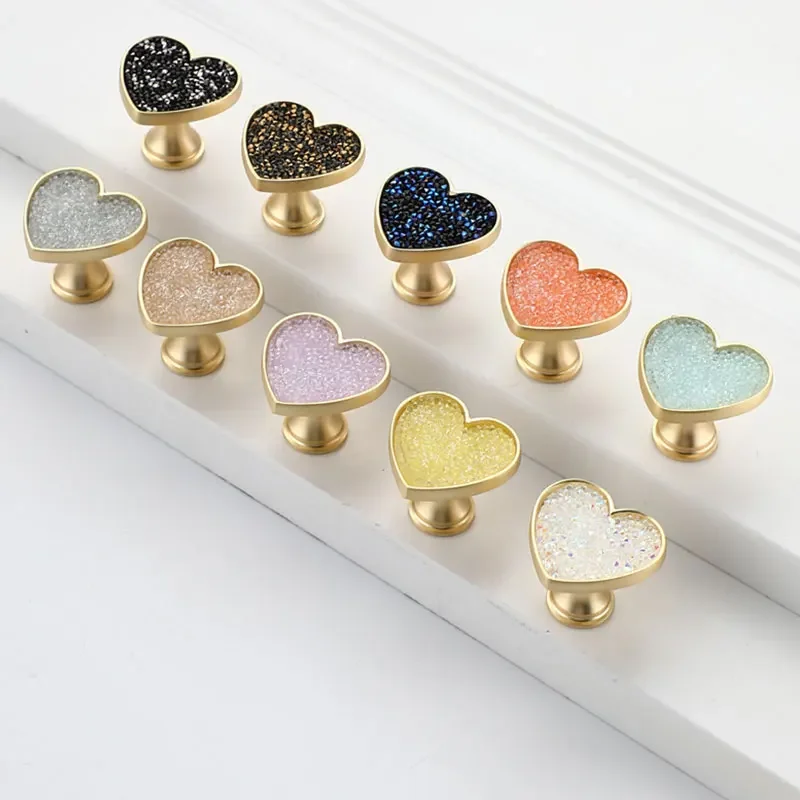 Heart Diamonds Cabinet Handles Zinc Alloy Lucky Clover Furniture Handles Drawer Knob Kitchen Wardrobes Dresser Knob