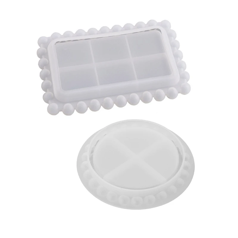 

Diy Crystal Round Bead Coffee Tray Mold Epoxy Resin Fruit Plate Mat Silicone Mold for Table Wine Tray Making 517F