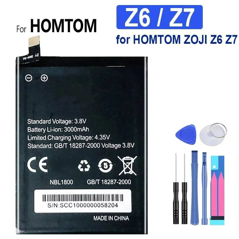 بطارية الهاتف المحمول متينة 3000-10000 مللي أمبير في الساعة لهاتف Homtom Zji Zoji Z11 Z33 Z6 Z7 Z8 Z9 5.0 Pro