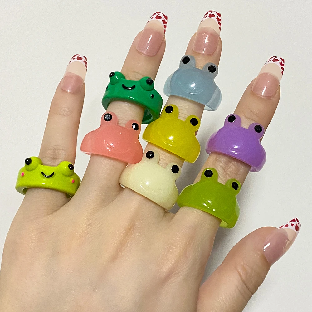 IPARAM New Plastic Colorful Rings for Women Men Frog Chick Paw Lovely Cute Ring Creative Finger Rings Fashion Jewelry Wholesale